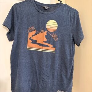 Eddie Bauer Navy Crewneck Tee with Subtle Heather
